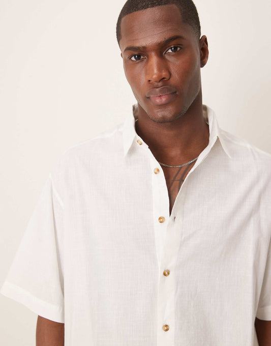 Oversized Boxy Linen Look Shirt