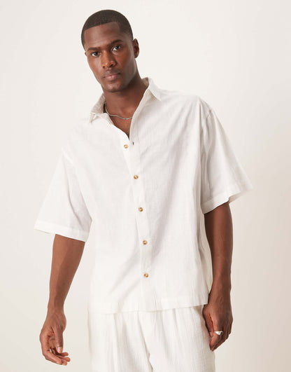 Oversized Boxy Linen Look Shirt