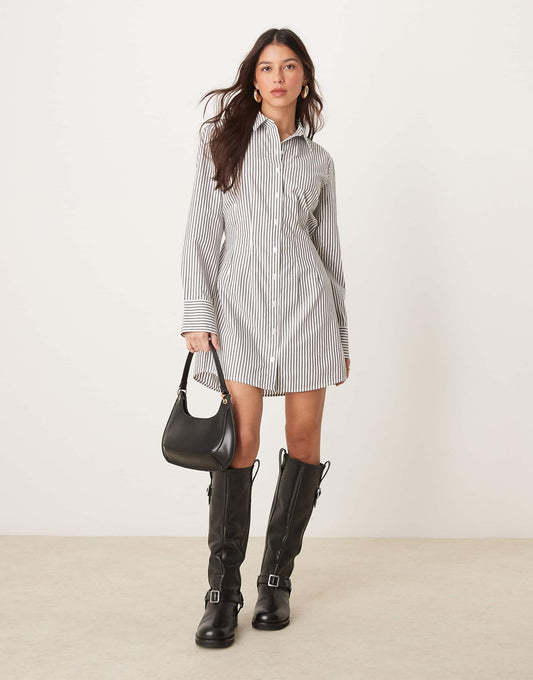 Long Sleeve Fitted Mini Shirt Dress