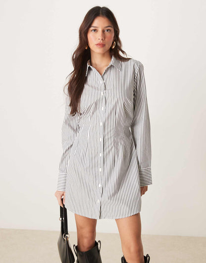 Long Sleeve Fitted Mini Shirt Dress