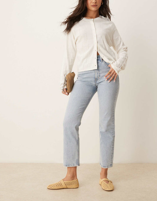 Mid Rise Ankle Straight Jeans