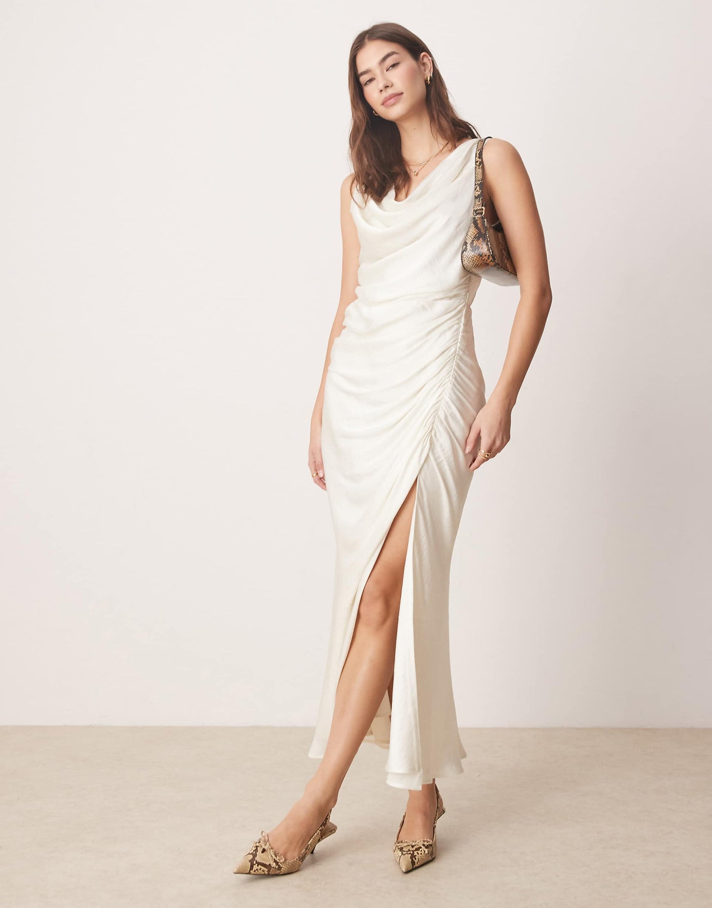 Cowl Neck Draped Maxi Dress