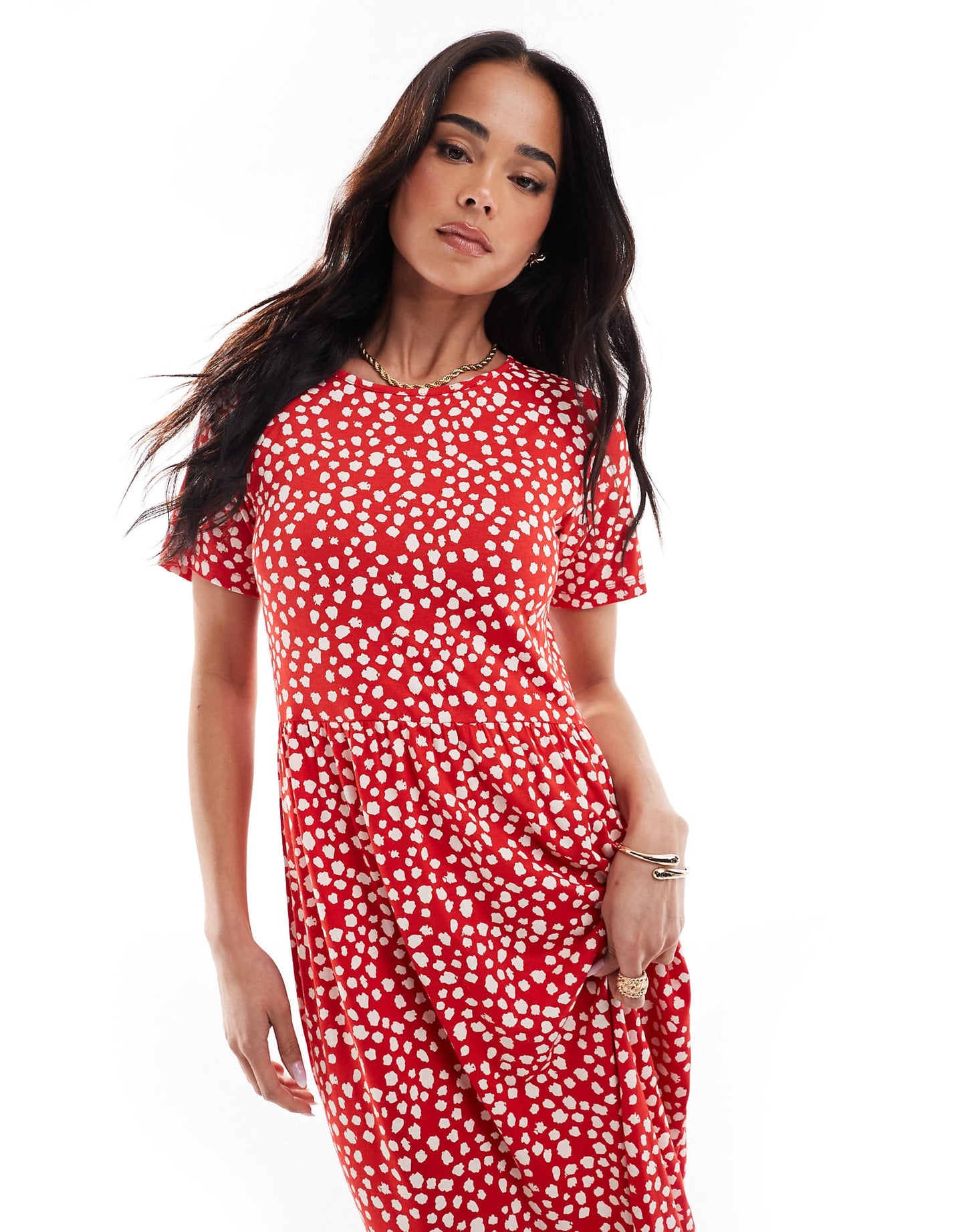 Smudge Spot Short Sleeve Midi Dress