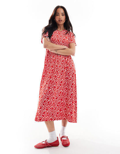 Smudge Spot Short Sleeve Midi Dress