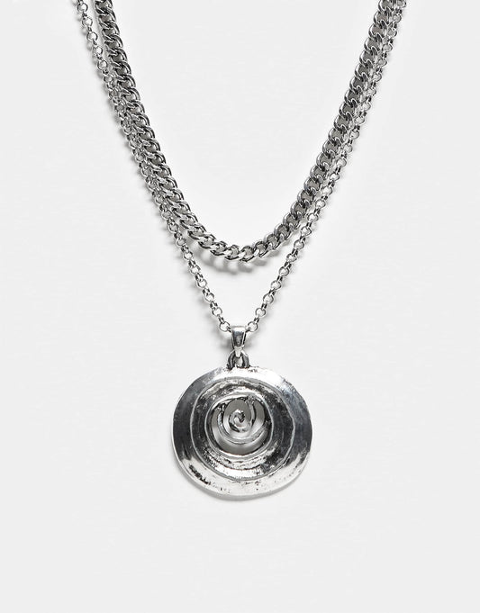 Unisex 2 Row Necklace With Pendant