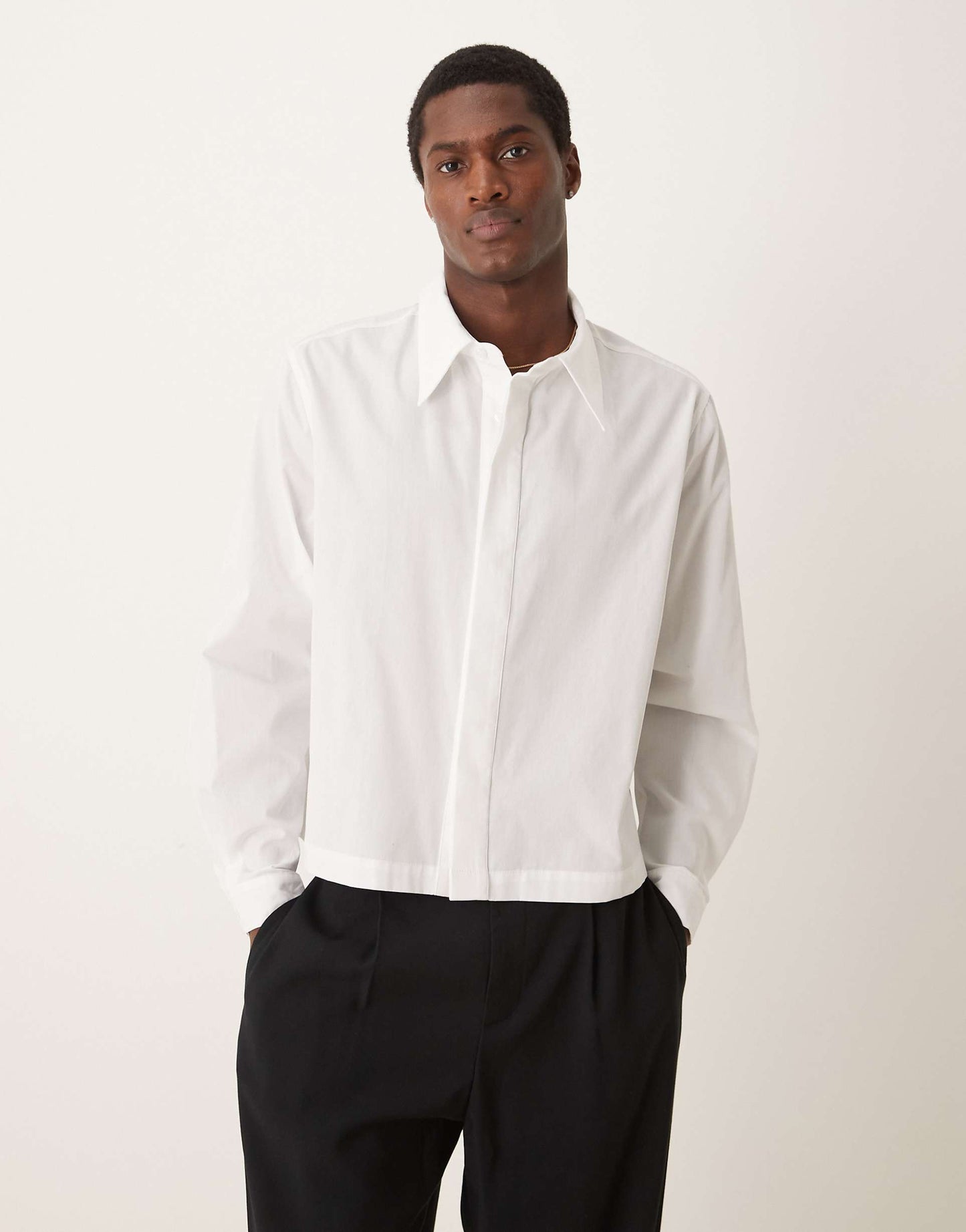 Boxy Cropped 70S Collar Poplin Shirt