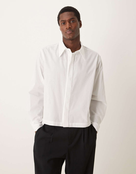 Boxy Cropped 70S Collar Poplin Shirt