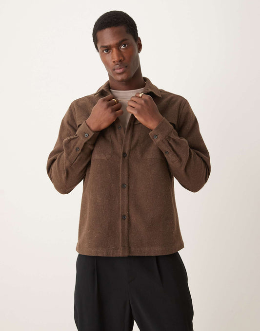 Wool Look Boxy Fit Overshirt