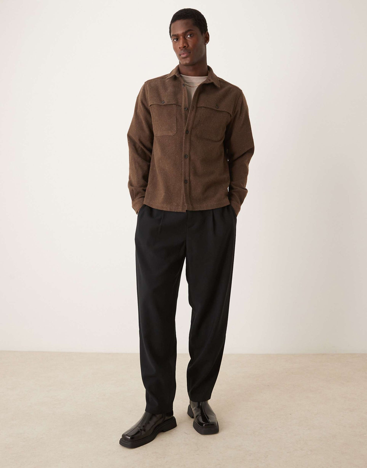 Wool Look Boxy Fit Overshirt