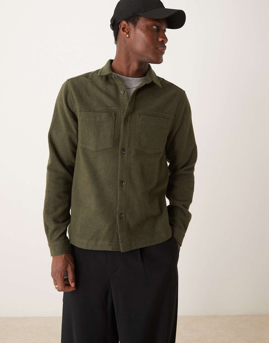 Wool Look Boxy Fit Overshirt