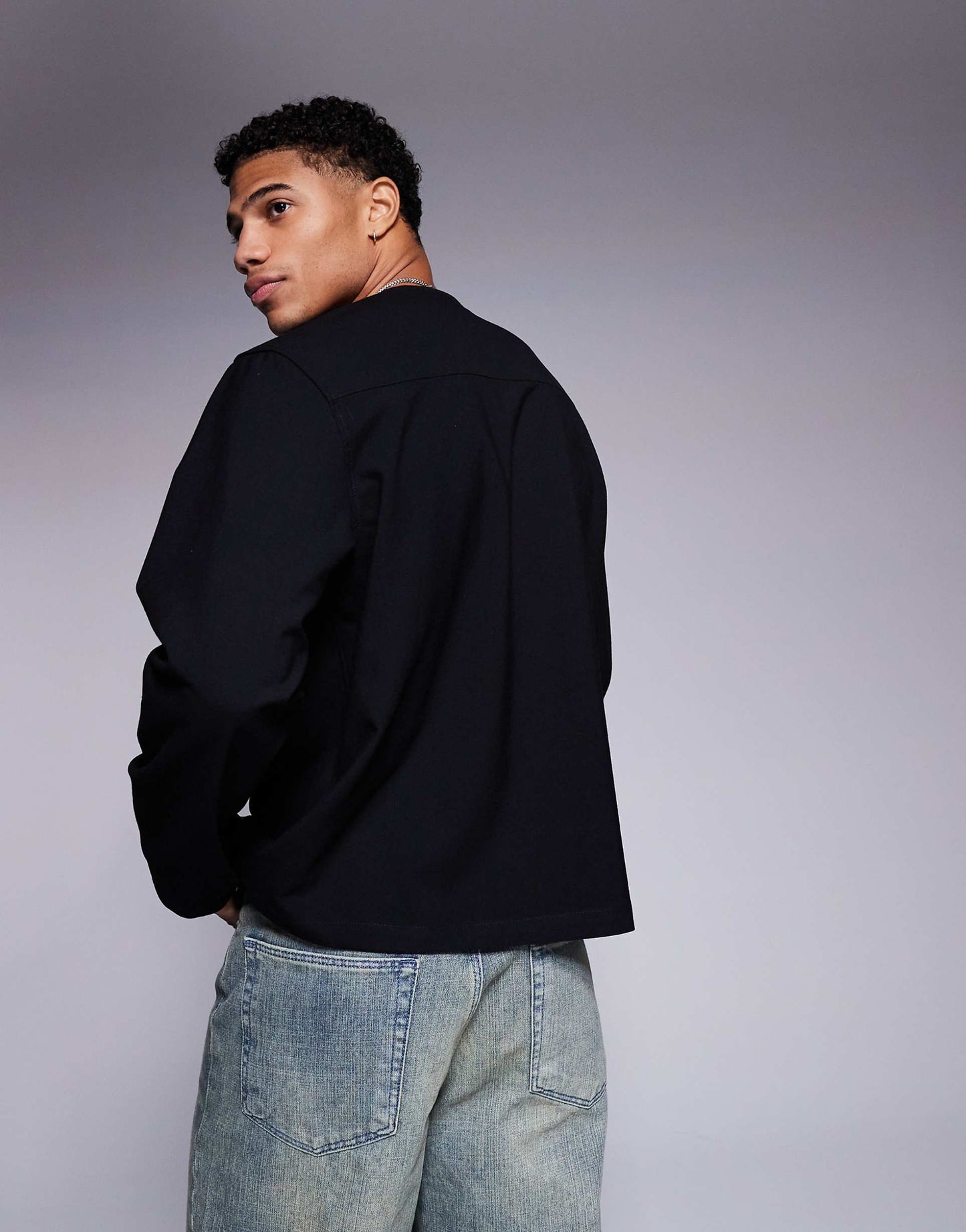 Relaxed Boxy Collarless Shirt