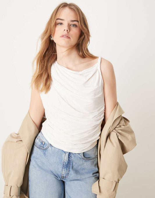 Skimming Draped Twist Top