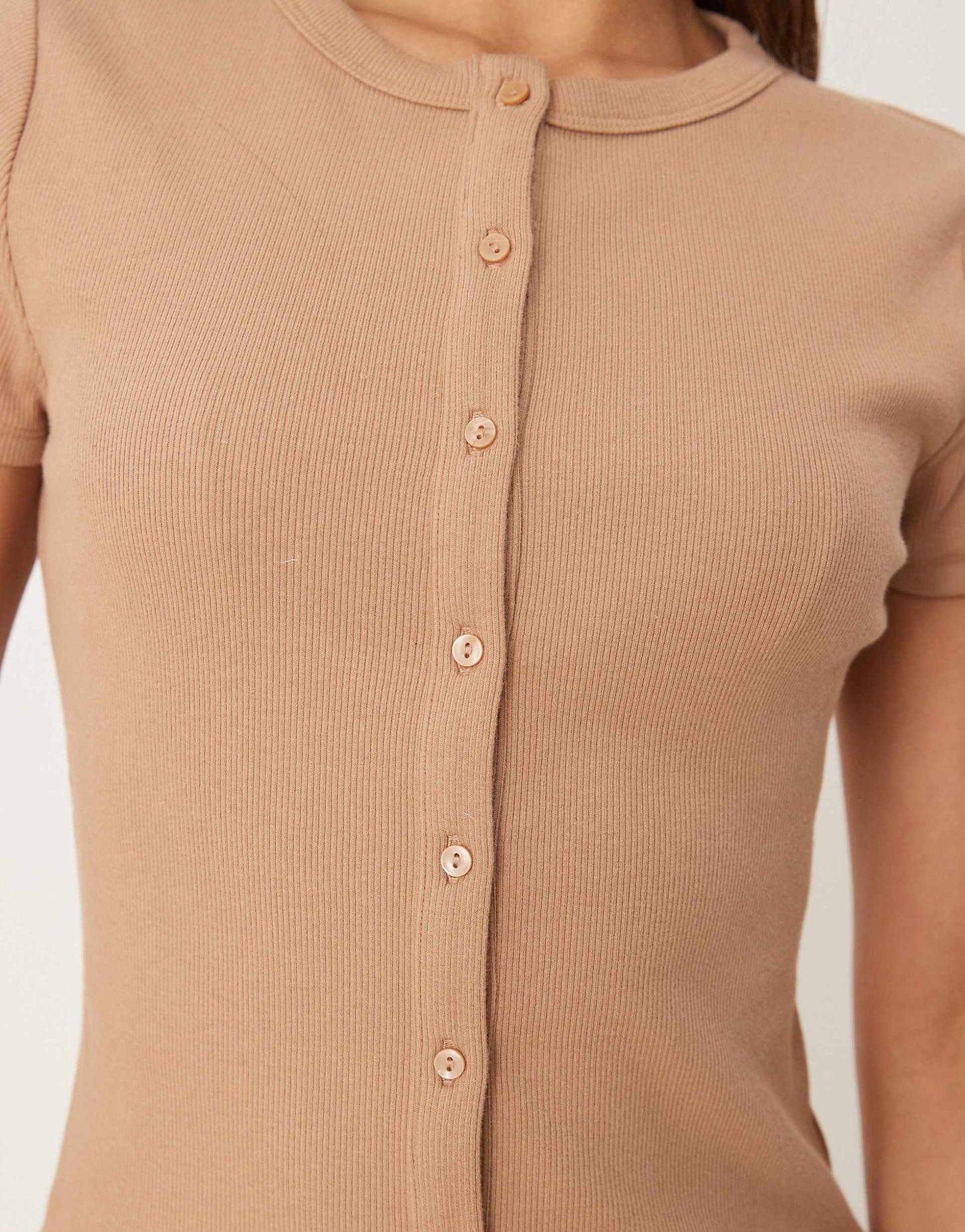 Button Through Ribbed Top