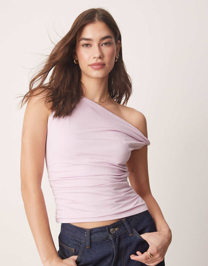 Off The Shoulder Modal Twist Asymetric Top