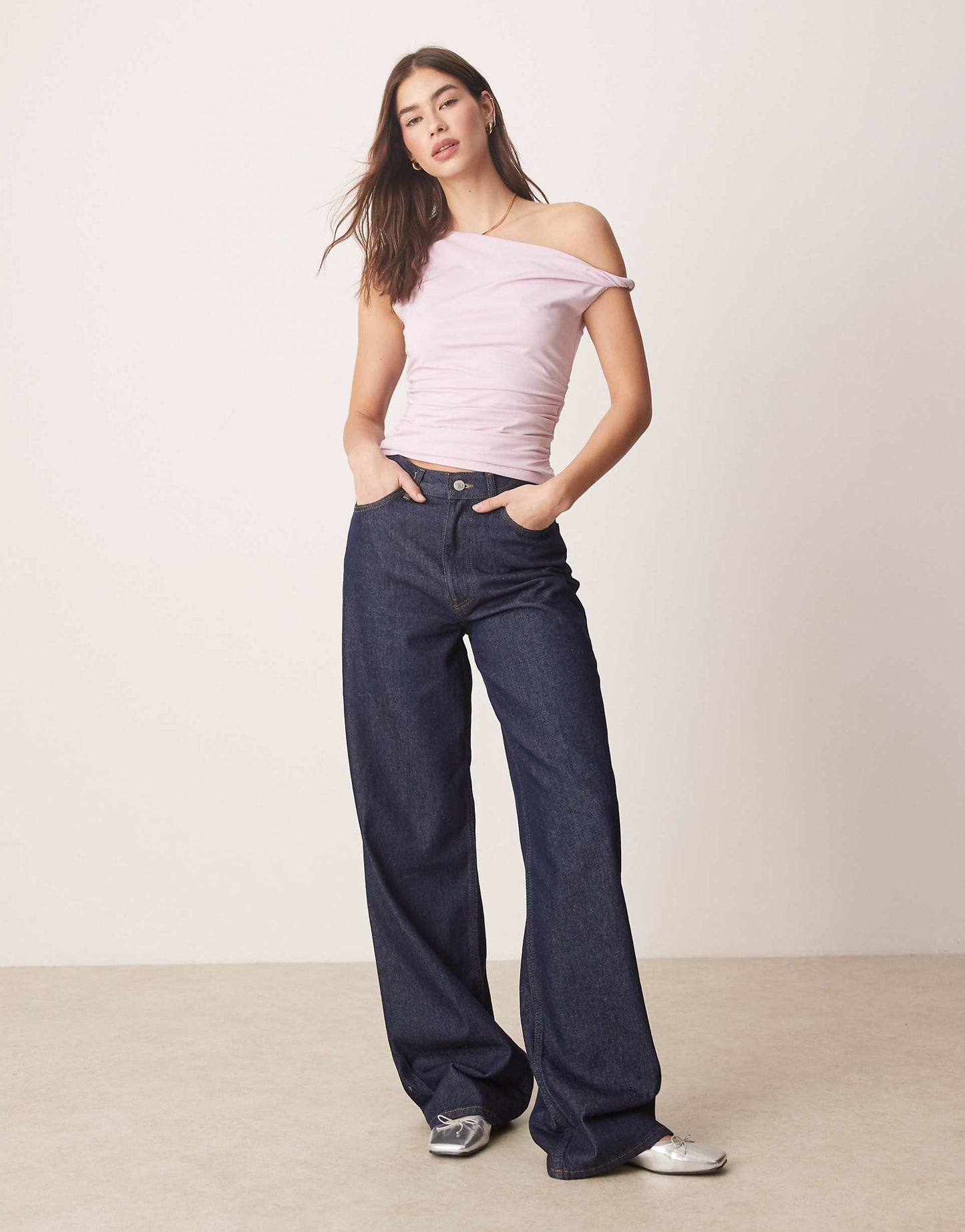 Off The Shoulder Modal Twist Asymetric Top