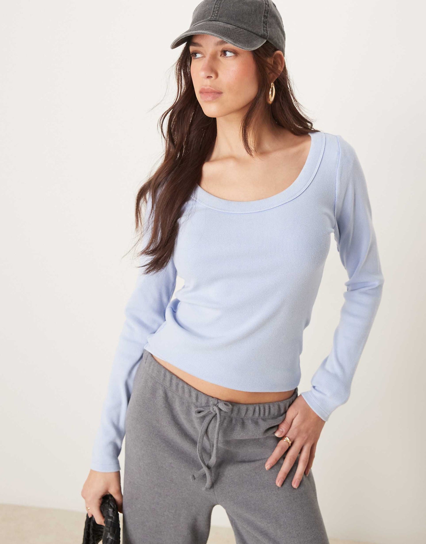 Long Sleeve Scoop Neck Rib Top