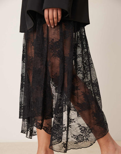 Lace Detail Flowy Maxi Skirt