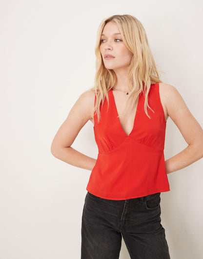 Plunge Neck Sleeveless Top