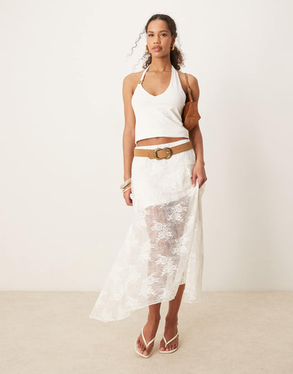 Lace Detail Flowy Maxi Skirt