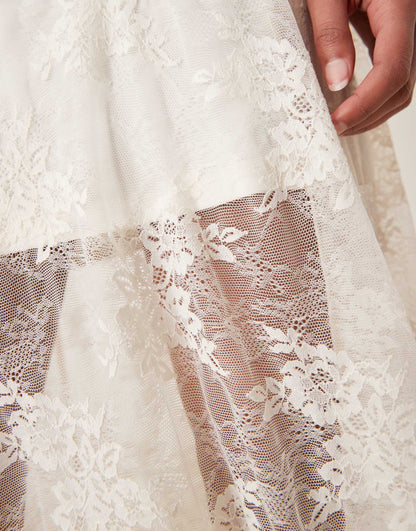 Lace Detail Flowy Maxi Skirt