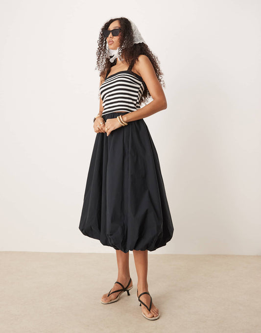 High Rise Bubble Maxi Skirt