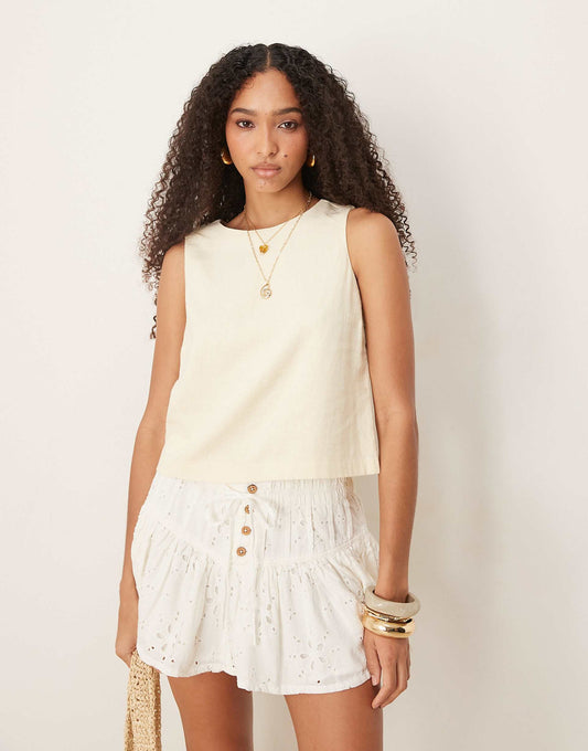 Tie Back Linen Top