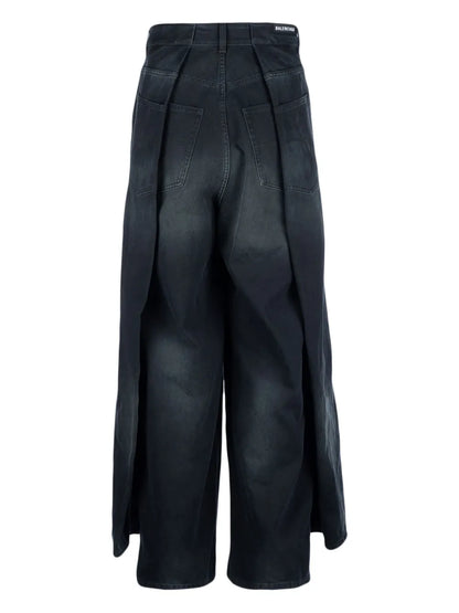 Pleat-Detailed Wide-Leg Jeans