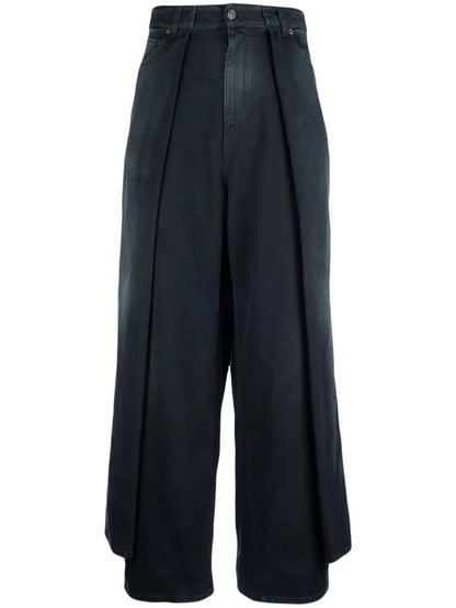 Pleat-Detailed Wide-Leg Jeans