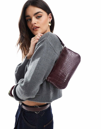 Croc Effect Shoulder Bag