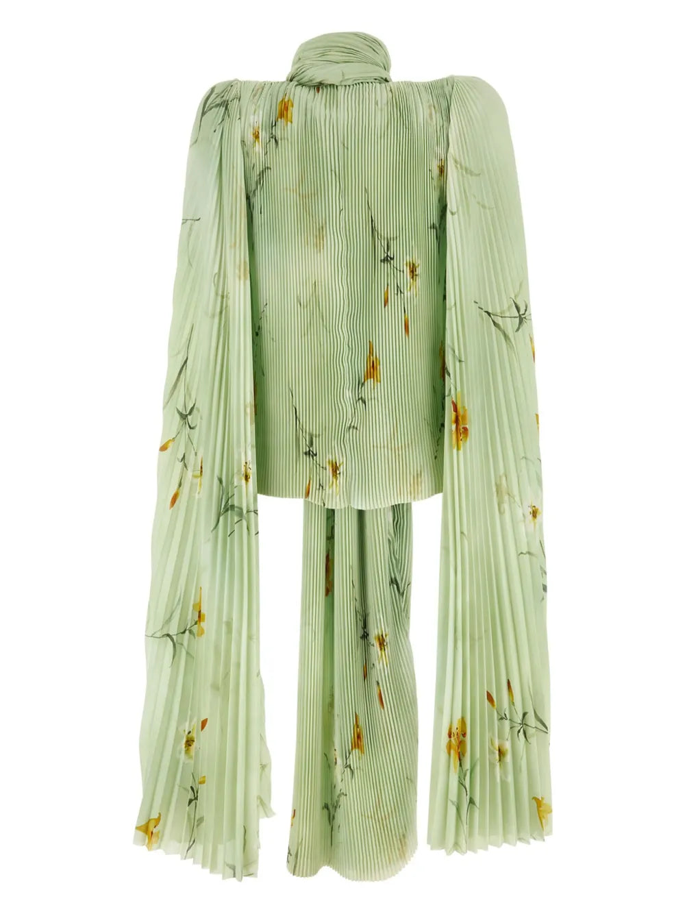 Floral-Print Pleated Blouse