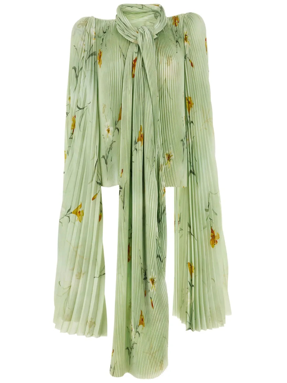 Floral-Print Pleated Blouse