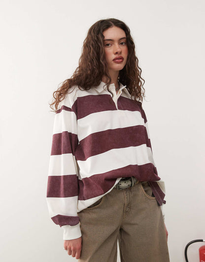 Long Sleeve Bold Stripe Rugby Top