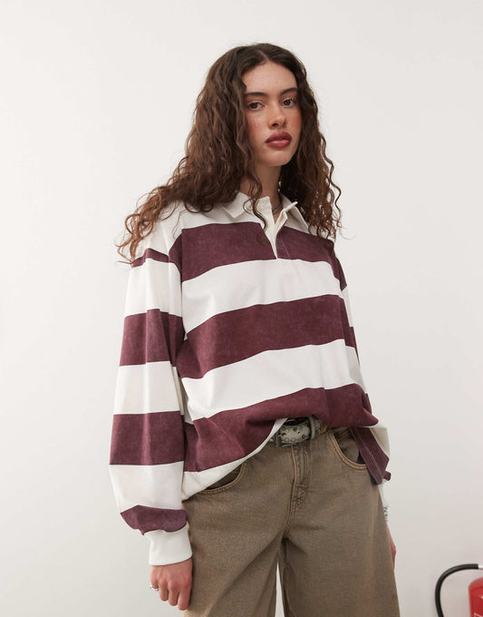 Long Sleeve Bold Stripe Rugby Top