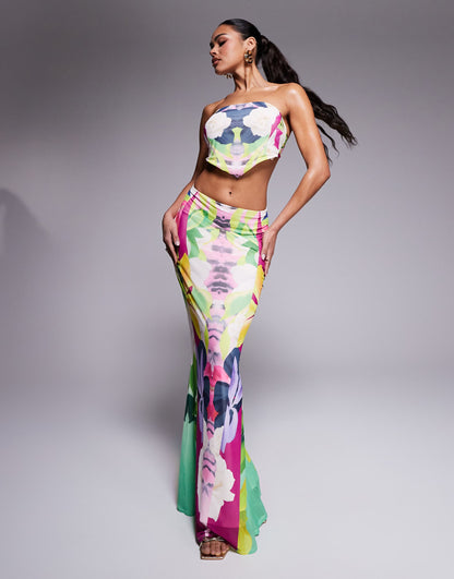 Tegan Mesh Maxi Skirt Co-Ord