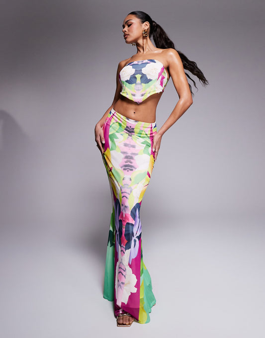 Tegan Mesh Maxi Skirt Co-Ord