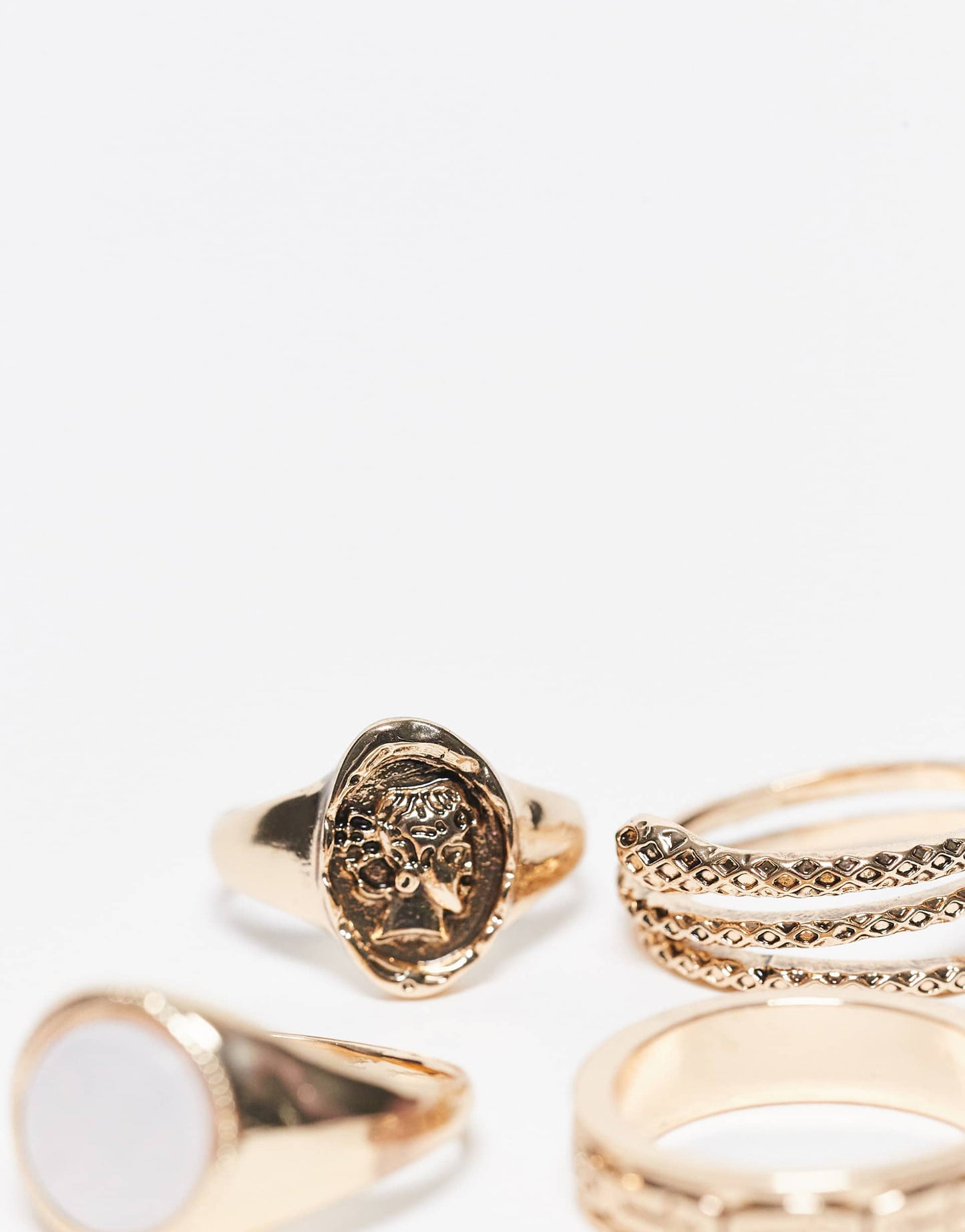 Unisex 4 Ring Pack With Faux Stones