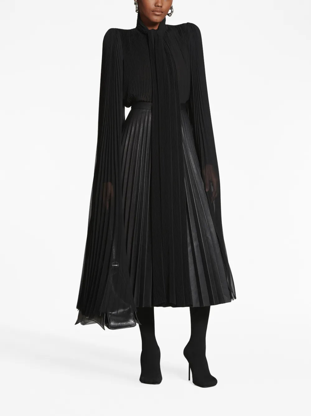Exaggerated-Sleeve Pleated Blouse