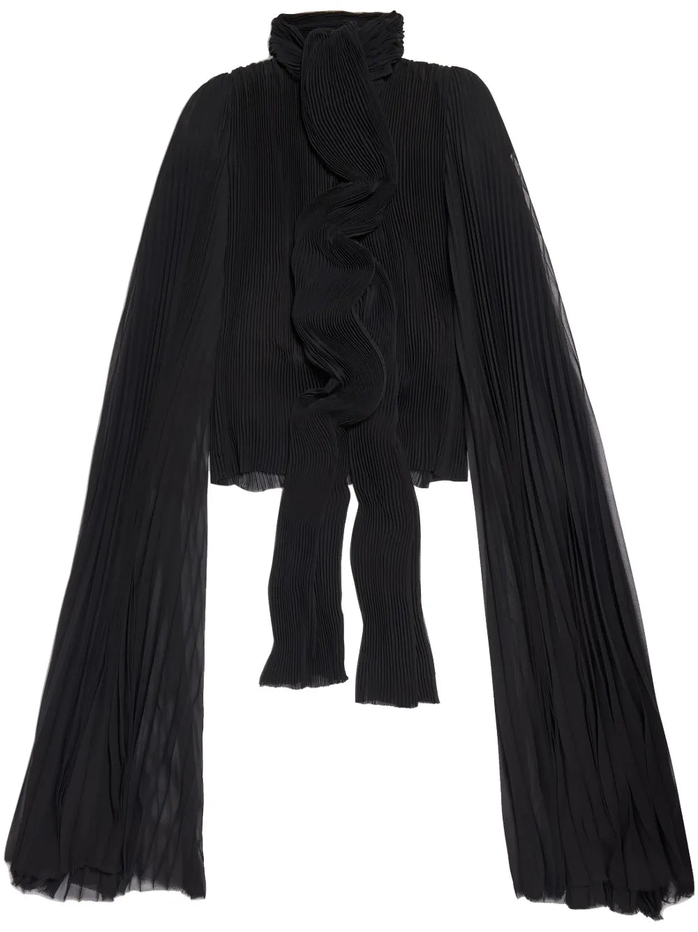 Exaggerated-Sleeve Pleated Blouse