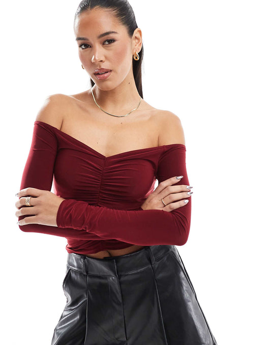 Soft Touch Ruched Front Top