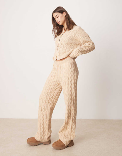 Knitted Cable Wide Leg Trousers