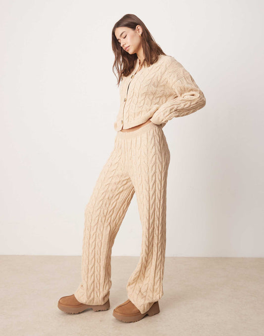 Knitted Cable Wide Leg Trousers