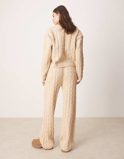 Knitted Cable Wide Leg Trousers