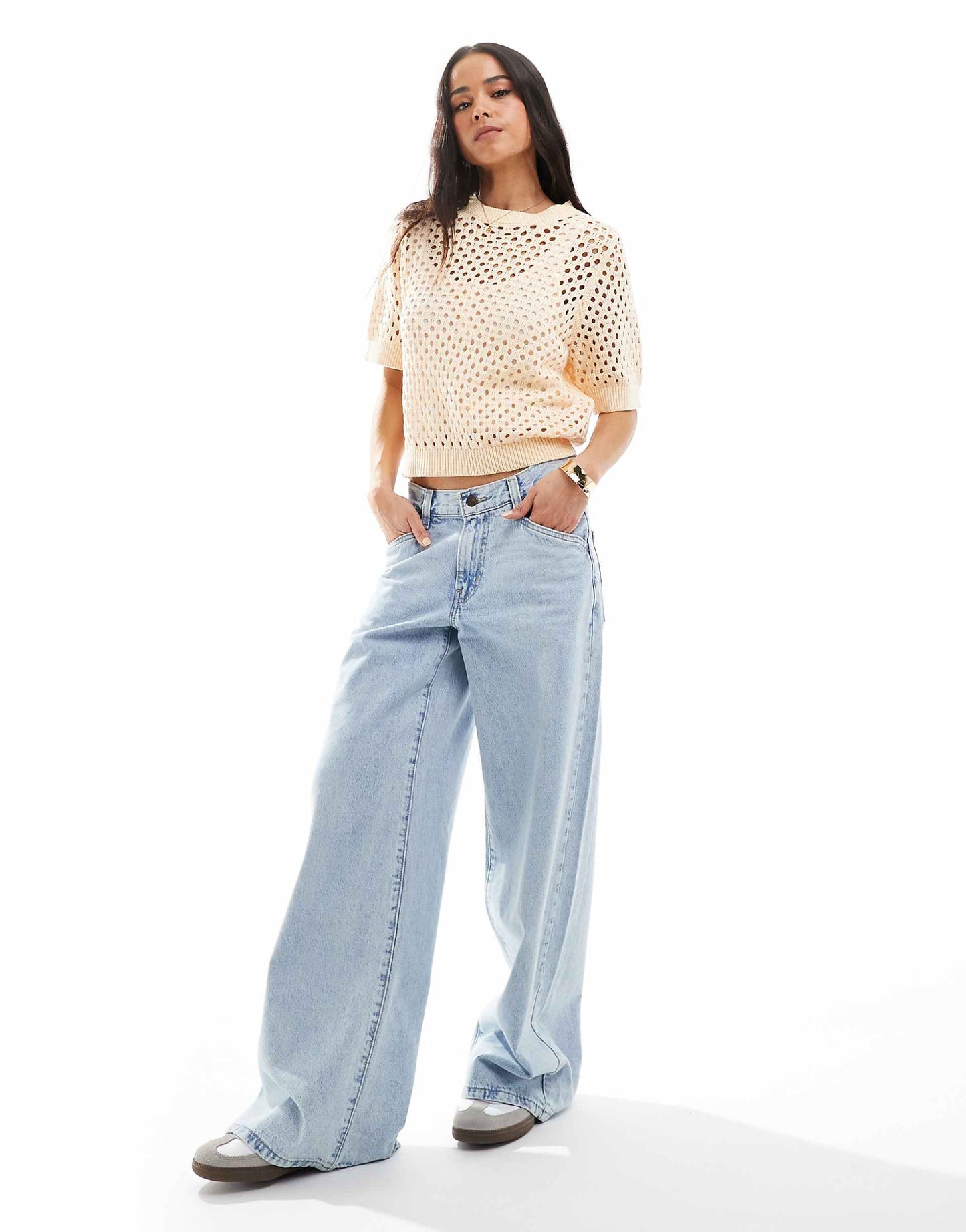 Crew Neck Crochet Knit T-Shirt