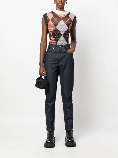 Mid-Rise Tapered-Leg Jeans