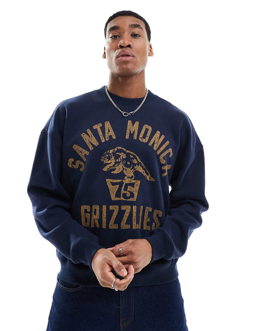 Boxy Varsity Motif Sweat Top