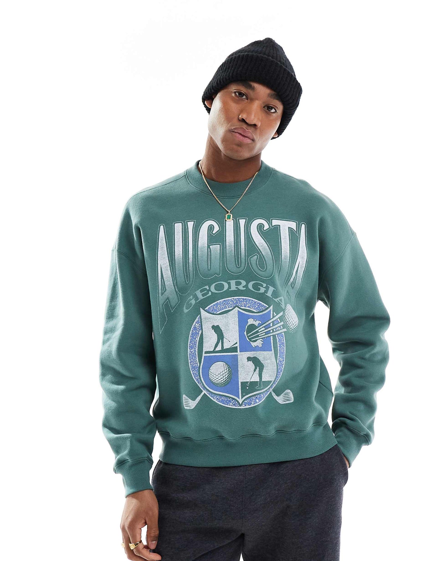 Cropped Sweat Top With Golf Motif