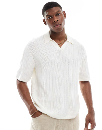 Short Sleeve Knitted Polo Top