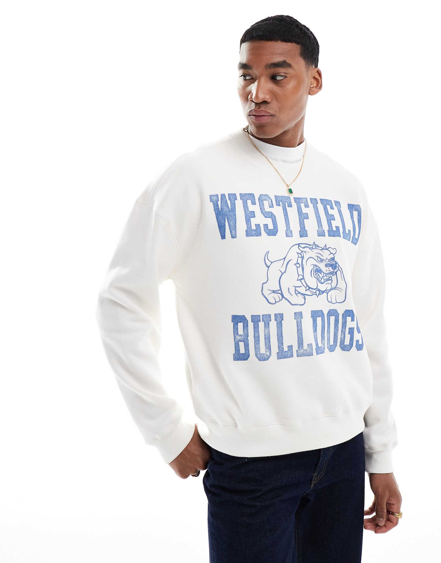 Boxy Varsity Motif Sweat Top