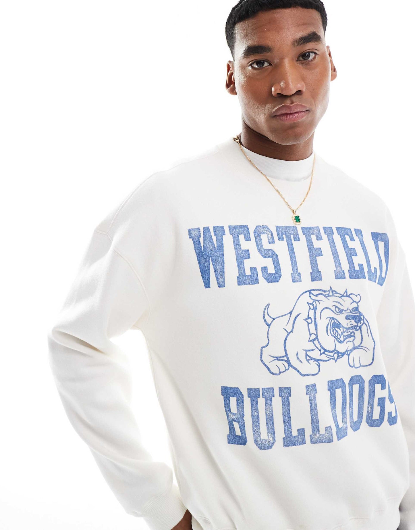 Boxy Varsity Motif Sweat Top