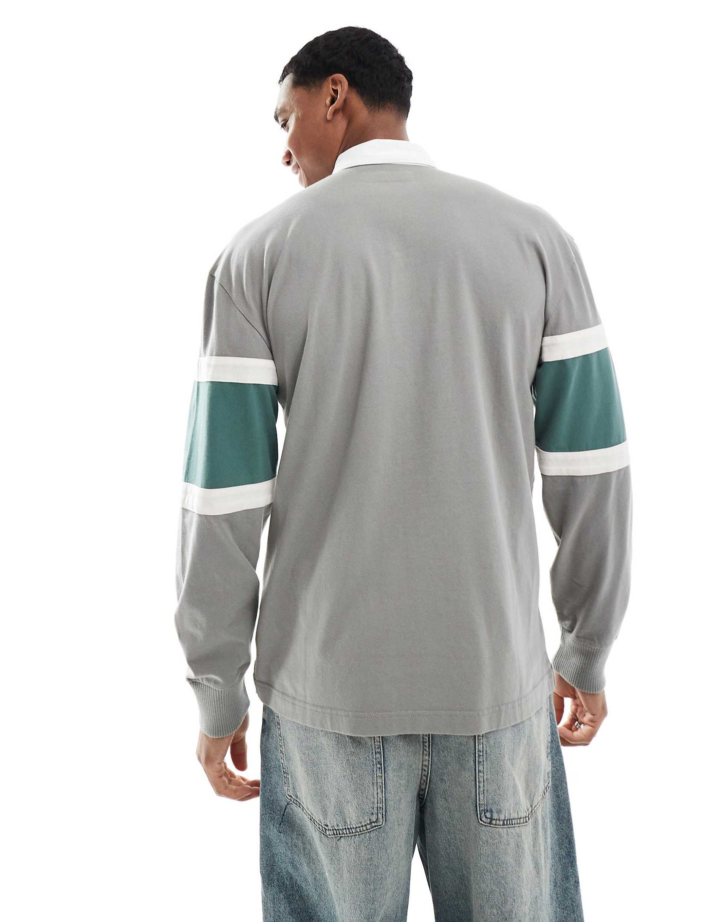 Contrast Stripe Varsity Logo Rugby Top